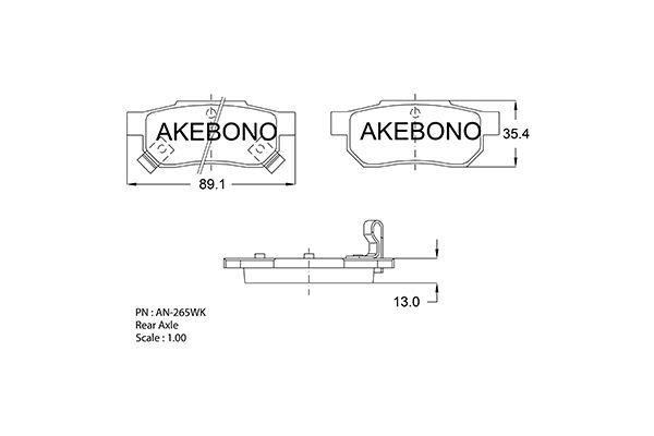 Akebono AN-265WKE Тормозные колодки дисковые, комплект AN265WKE: Отличная цена - Купить в Польше на 2407.PL!