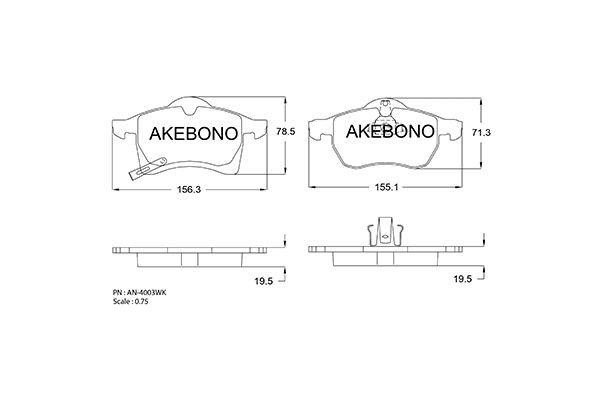 Akebono AN-4003WKE Тормозные колодки дисковые, комплект AN4003WKE: Отличная цена - Купить в Польше на 2407.PL!