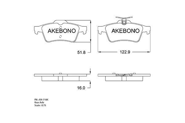 Akebono AN-718KE Гальмівні колодки, комплект AN718KE: Приваблива ціна - Купити у Польщі на 2407.PL!