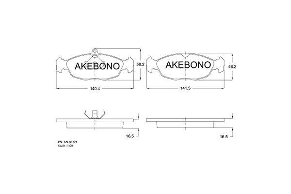 Akebono AN-8022K Гальмівні колодки, комплект AN8022K: Приваблива ціна - Купити у Польщі на 2407.PL!