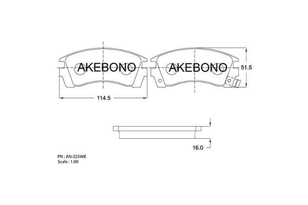 Akebono AN-325WKE Brake Pad Set, disc brake AN325WKE: Buy near me in Poland at 2407.PL - Good price!