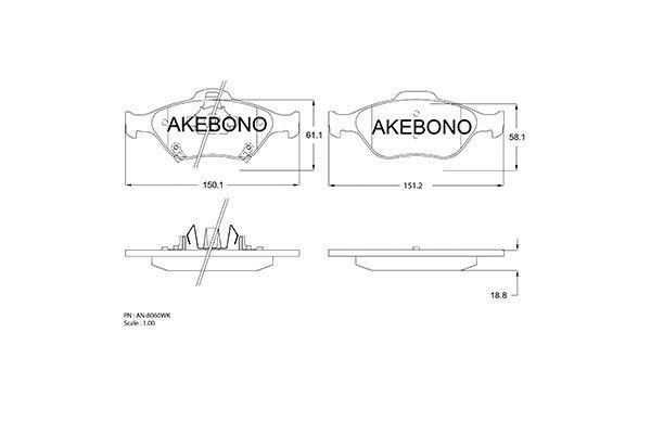 Akebono AN-8060WKE Brake Pad Set, disc brake AN8060WKE: Buy near me in Poland at 2407.PL - Good price!