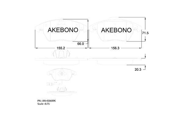 Akebono AN-4306WK Brake Pad Set, disc brake AN4306WK: Buy near me in Poland at 2407.PL - Good price!