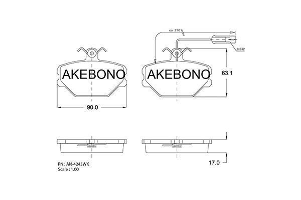 Akebono AN-4243WK Гальмівні колодки, комплект AN4243WK: Приваблива ціна - Купити у Польщі на 2407.PL!