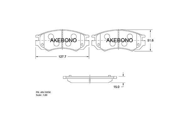 Akebono AN-350SKE Гальмівні колодки, комплект AN350SKE: Приваблива ціна - Купити у Польщі на 2407.PL!