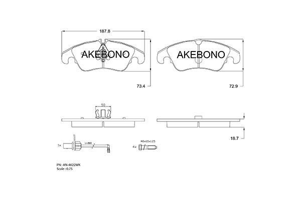 Akebono AN-4622WK Brake Pad Set, disc brake AN4622WK: Buy near me in Poland at 2407.PL - Good price!