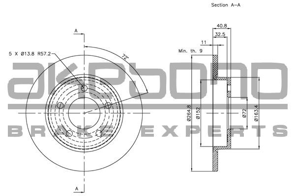 Akebono BN-0272E Rear brake disc, non-ventilated BN0272E: Buy near me in Poland at 2407.PL - Good price!