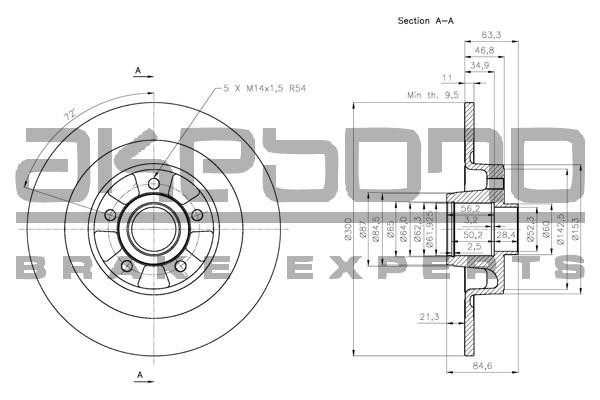 Akebono BN-0559E Rear brake disc, non-ventilated BN0559E: Buy near me in Poland at 2407.PL - Good price!