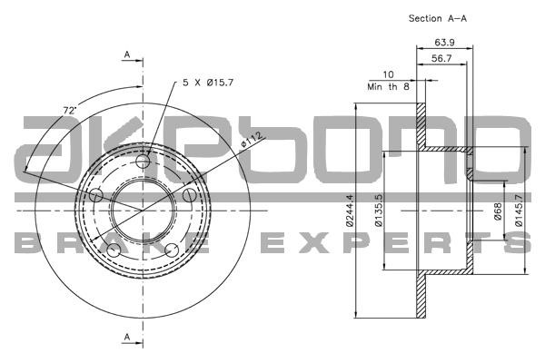 Akebono BN-0039E Rear brake disc, non-ventilated BN0039E: Buy near me at 2407.PL in Poland at an Affordable price!