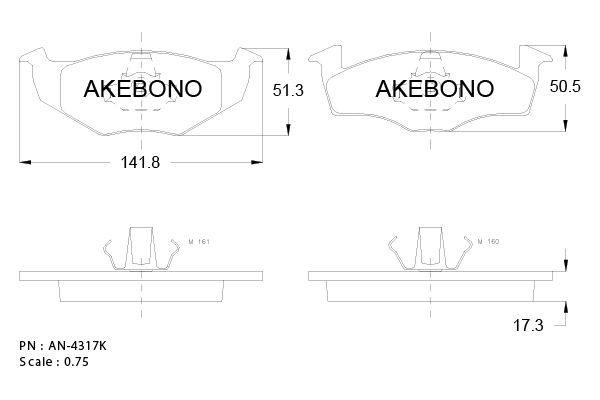 Akebono AN-4317K Brake Pad Set, disc brake AN4317K: Buy near me in Poland at 2407.PL - Good price!