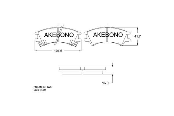 Akebono AN-8014WK Brake Pad Set, disc brake AN8014WK: Buy near me in Poland at 2407.PL - Good price!
