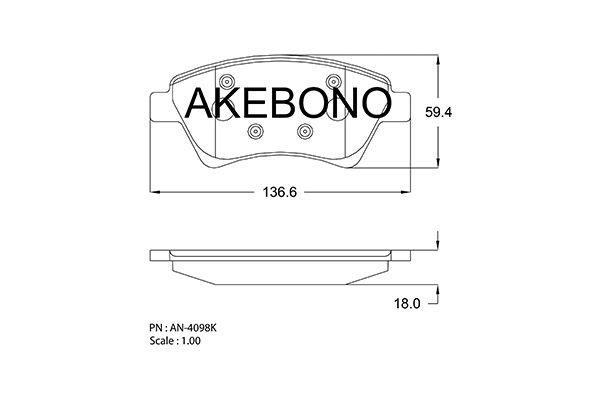 Akebono AN-4098K Тормозные колодки дисковые, комплект AN4098K: Отличная цена - Купить в Польше на 2407.PL!