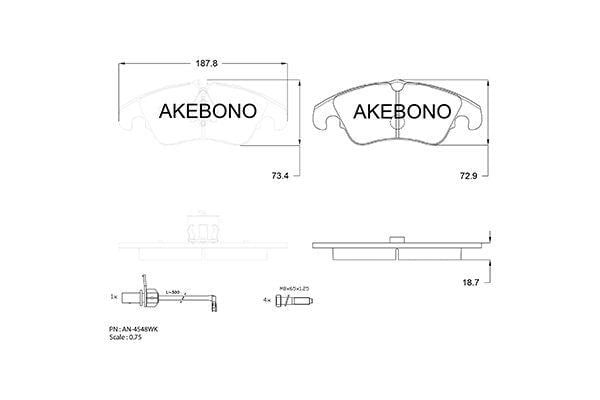 Akebono AN-4548WKE Brake Pad Set, disc brake AN4548WKE: Buy near me at 2407.PL in Poland at an Affordable price!