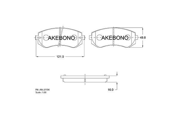 Akebono AN-277SKE Тормозные колодки дисковые, комплект AN277SKE: Отличная цена - Купить в Польше на 2407.PL!