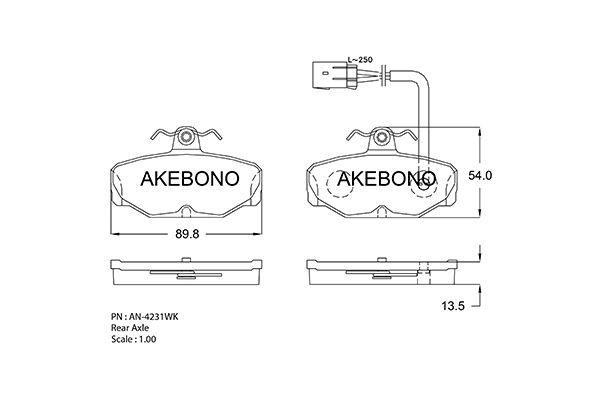 Akebono AN-4231WK Гальмівні колодки, комплект AN4231WK: Приваблива ціна - Купити у Польщі на 2407.PL!