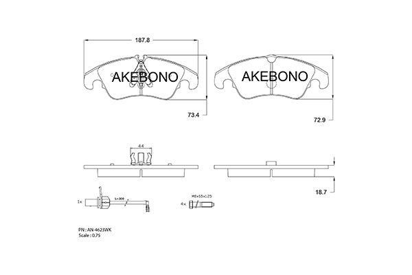 Akebono AN-4623WK Тормозные колодки дисковые, комплект AN4623WK: Отличная цена - Купить в Польше на 2407.PL!