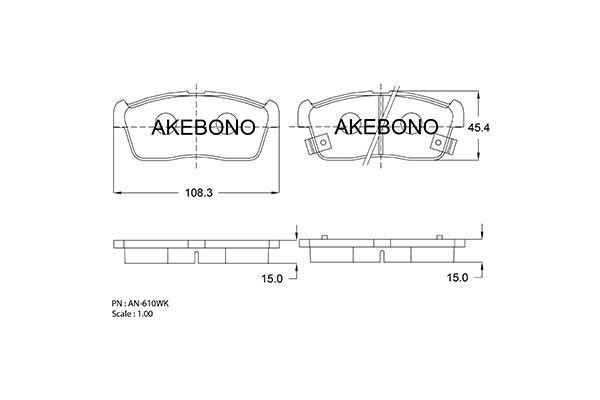 Akebono AN-610WKE Тормозные колодки дисковые, комплект AN610WKE: Отличная цена - Купить в Польше на 2407.PL!