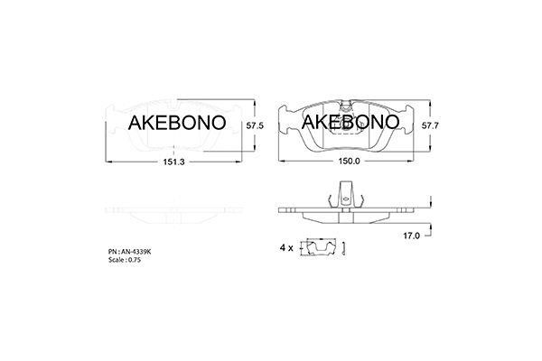Akebono AN-4339KE Тормозные колодки дисковые, комплект AN4339KE: Отличная цена - Купить в Польше на 2407.PL!