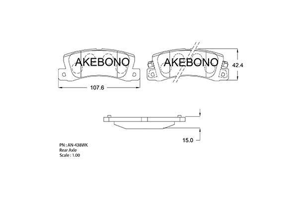 Akebono AN-438WKE Тормозные колодки дисковые, комплект AN438WKE: Отличная цена - Купить в Польше на 2407.PL!