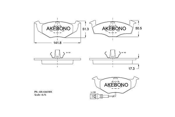 Akebono AN-4361WK Brake Pad Set, disc brake AN4361WK: Buy near me in Poland at 2407.PL - Good price!