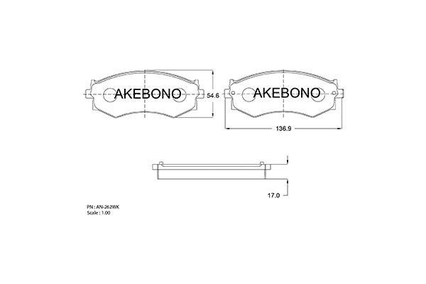 Akebono AN-262WKE Гальмівні колодки, комплект AN262WKE: Приваблива ціна - Купити у Польщі на 2407.PL!