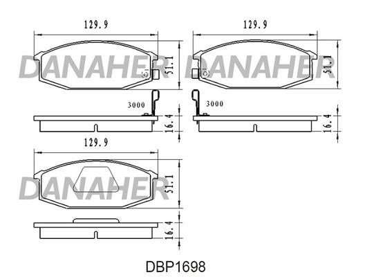 Danaher DBP1698 Гальмівні колодки, комплект DBP1698: Приваблива ціна - Купити у Польщі на 2407.PL!