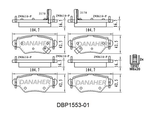 Danaher DBP1553-01 Тормозные колодки дисковые, комплект DBP155301: Отличная цена - Купить в Польше на 2407.PL!