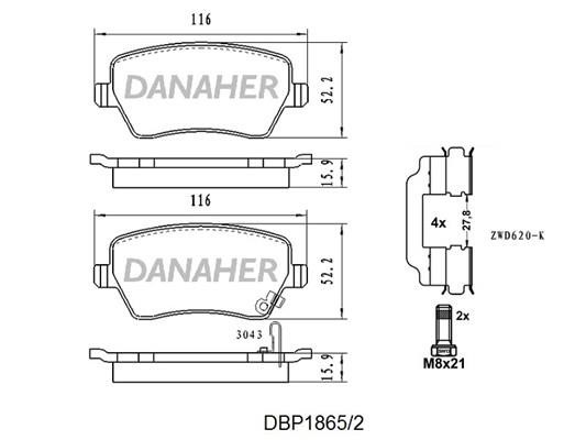 Danaher DBP1865/2 Brake Pad Set, disc brake DBP18652: Buy near me in Poland at 2407.PL - Good price!