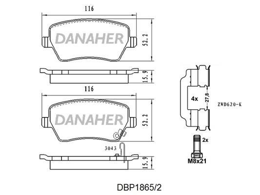 Danaher DBP1865/2 Scheibenbremsbeläge, Set DBP18652: Kaufen Sie zu einem guten Preis in Polen bei 2407.PL!