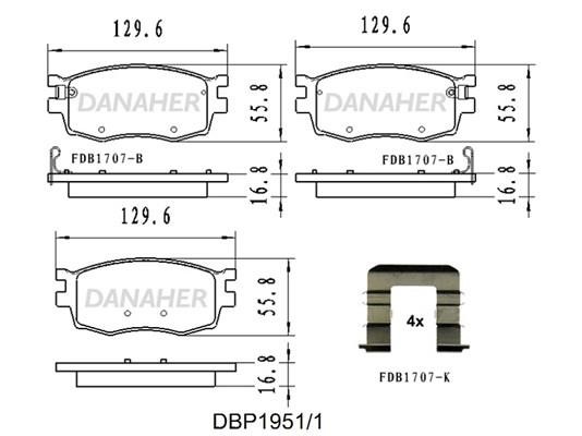 Danaher DBP1951/1 Гальмівні колодки, комплект DBP19511: Приваблива ціна - Купити у Польщі на 2407.PL!
