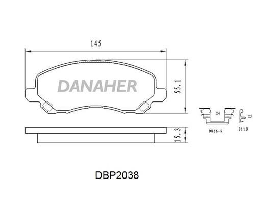 Danaher DBP2038 Brake Pad Set, disc brake DBP2038: Buy near me in Poland at 2407.PL - Good price!