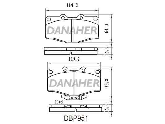Danaher DBP951 Brake Pad Set, disc brake DBP951: Buy near me in Poland at 2407.PL - Good price!