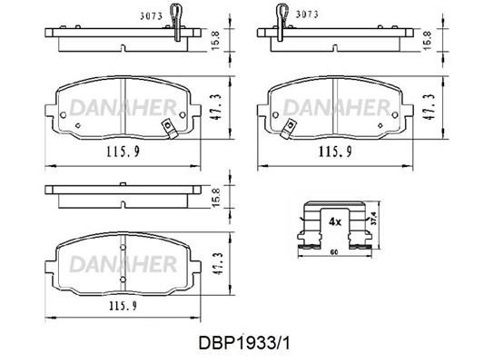 Danaher DBP1933/1 Brake Pad Set, disc brake DBP19331: Buy near me at 2407.PL in Poland at an Affordable price!
