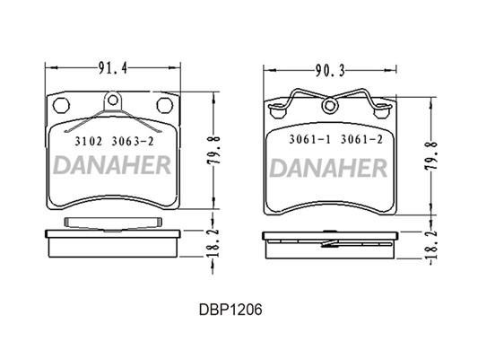 Danaher DBP1206 Brake Pad Set, disc brake DBP1206: Buy near me in Poland at 2407.PL - Good price!