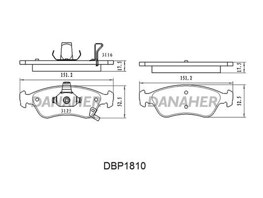 Danaher DBP1810 Гальмівні колодки, комплект DBP1810: Купити у Польщі - Добра ціна на 2407.PL!