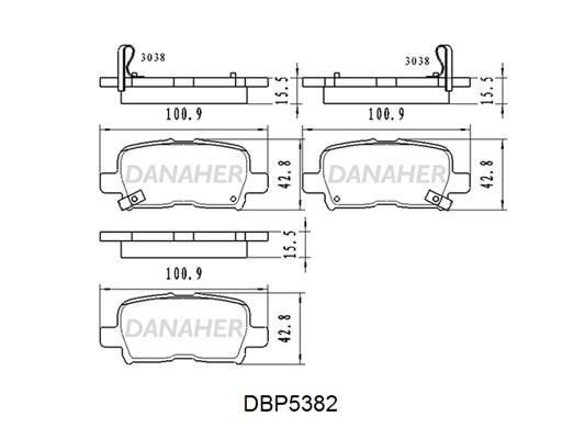 Danaher DBP5382 Rear disc brake pads, set DBP5382: Buy near me in Poland at 2407.PL - Good price!