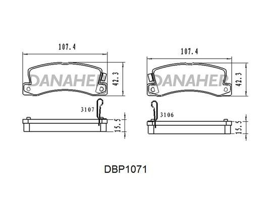 Danaher DBP1071 Гальмівні колодки, комплект DBP1071: Приваблива ціна - Купити у Польщі на 2407.PL!