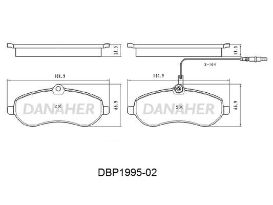 Danaher DBP1995-02 Гальмівні колодки, комплект DBP199502: Приваблива ціна - Купити у Польщі на 2407.PL!