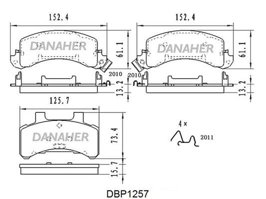 Danaher DBP1257 Brake Pad Set, disc brake DBP1257: Buy near me in Poland at 2407.PL - Good price!