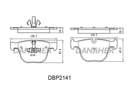Danaher DBP2141 Гальмівні колодки, комплект DBP2141: Приваблива ціна - Купити у Польщі на 2407.PL!