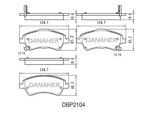 Danaher DBP2104 Brake Pad Set, disc brake DBP2104: Buy near me in Poland at 2407.PL - Good price!