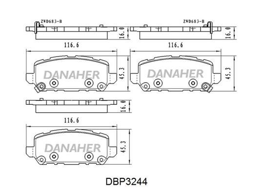 Danaher DBP3244 Scheibenbremsbeläge, Set DBP3244: Kaufen Sie zu einem guten Preis in Polen bei 2407.PL!