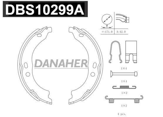 Danaher DBS10299A Колодки тормозные стояночного тормоза DBS10299A: Отличная цена - Купить в Польше на 2407.PL!