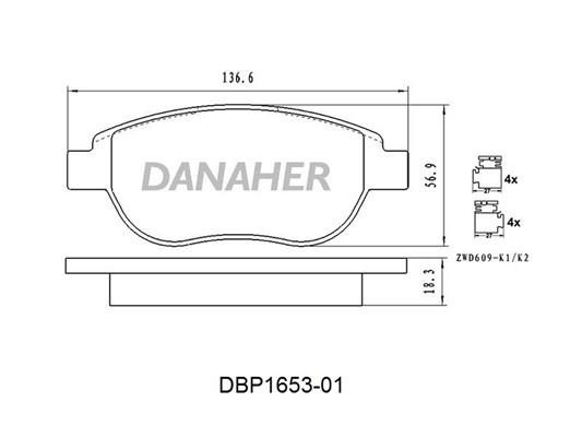 Danaher DBP1653-01 Brake Pad Set, disc brake DBP165301: Buy near me in Poland at 2407.PL - Good price!