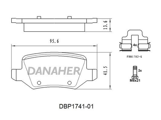 Danaher DBP1741-01 Гальмівні колодки, комплект DBP174101: Приваблива ціна - Купити у Польщі на 2407.PL!