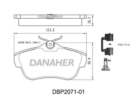 Danaher DBP2071-01 Klocki hamulcowe, zestaw DBP207101: Dobra cena w Polsce na 2407.PL - Kup Teraz!