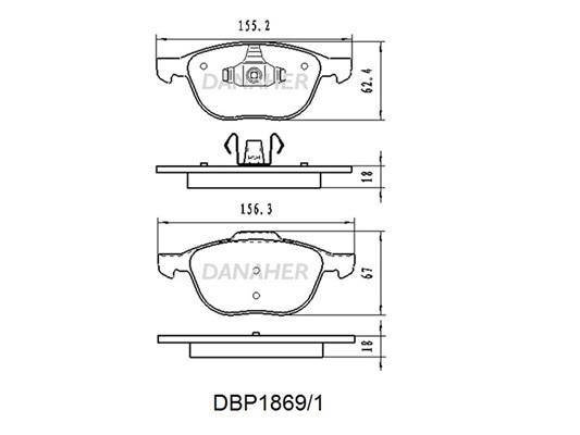 Danaher DBP1869/1 Front disc brake pads, set DBP18691: Buy near me in Poland at 2407.PL - Good price!