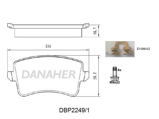 Danaher DBP2249/1 Гальмівні колодки, комплект DBP22491: Приваблива ціна - Купити у Польщі на 2407.PL!