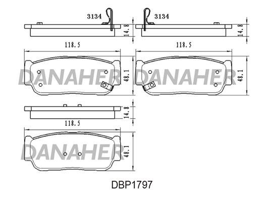 Danaher DBP1797 Гальмівні колодки, комплект DBP1797: Приваблива ціна - Купити у Польщі на 2407.PL!