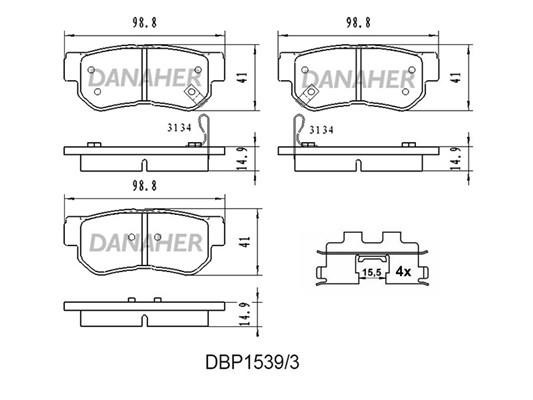Danaher DBP1539/3 Brake Pad Set, disc brake DBP15393: Buy near me in Poland at 2407.PL - Good price!